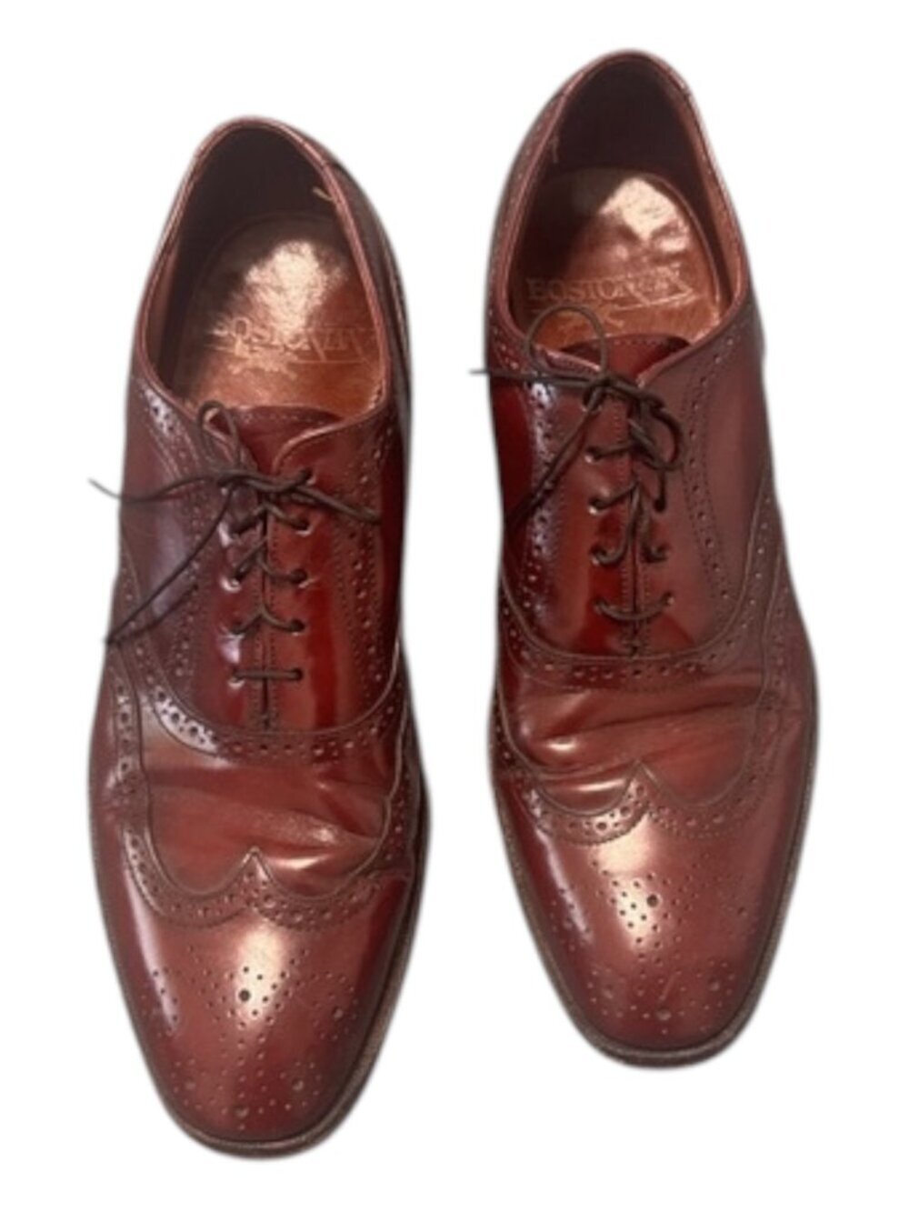 Bostonian Wingtip Derbys Shoes Men's 10.5 Burgundy Polished Leather Stress Relie